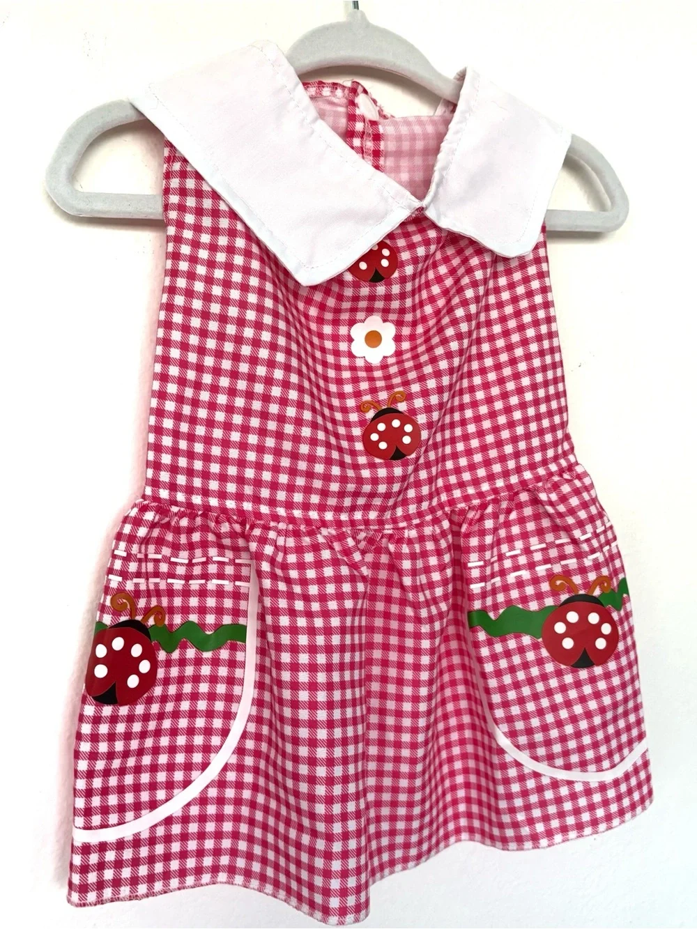 Dog Red Gingham Dress with White Collar